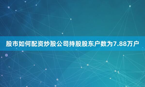 股市如何配资炒股公司持股股东户数为7.88万户